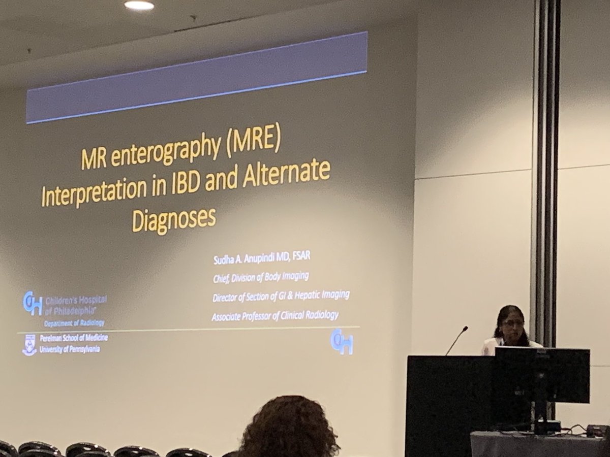 AndrewTroutMD's tweet photo. Expert discussion of #mri #enterography of inflammatory bowel disease #ibd by @SudhaAnupindi @ #ISMRM2022 - great discussion of methodical approach to imaging interpretation #pedsrad https://t.co/o8WXCvhOhR