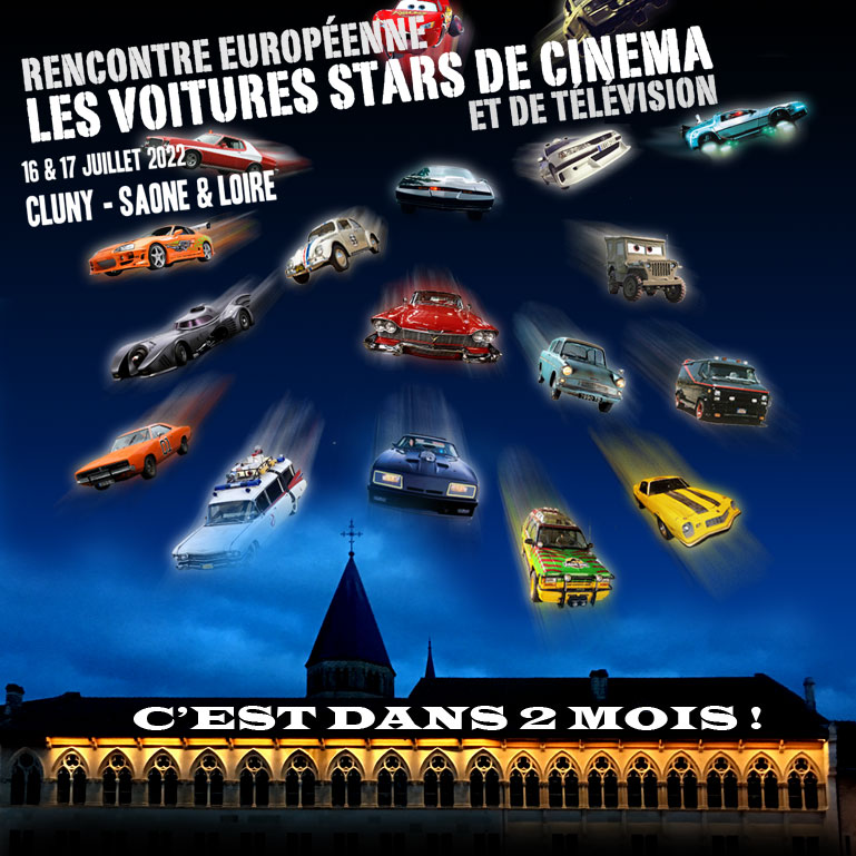 VoituresStars's tweet photo. On se retrouve dans 2 mois à Cluny !
#cluny #voitures #cinema #serie #delorean #cars #ecto1 #jurassicWorld #Batmobile #Choupette #bumblebee #taxi #jurassicPark #madmax #ghostbusters https://t.co/D1gdkhqjZO
