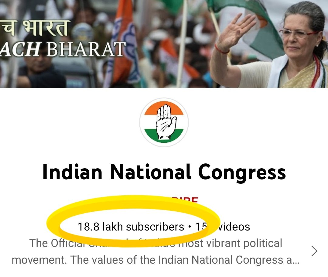 imdevd17's tweet photo. भारत की 3 पार्टियां बड़ी पार्टियां और उनके Youtube Subscriber 🙌🏽
भाजपा - 43.2L सब्सक्राइबर
कांग्रेस - 18.8L सब्सक्राइबर
आम आदमी पार्टी - 33.9L सब्सक्राइबर
#Special_Note :- आप इन पार्टियों के विचारधारा का अनुमान इनके पेज मे लगे फोटो देखकर लगा सकते है https://t.co/vnpcFt4Zz7