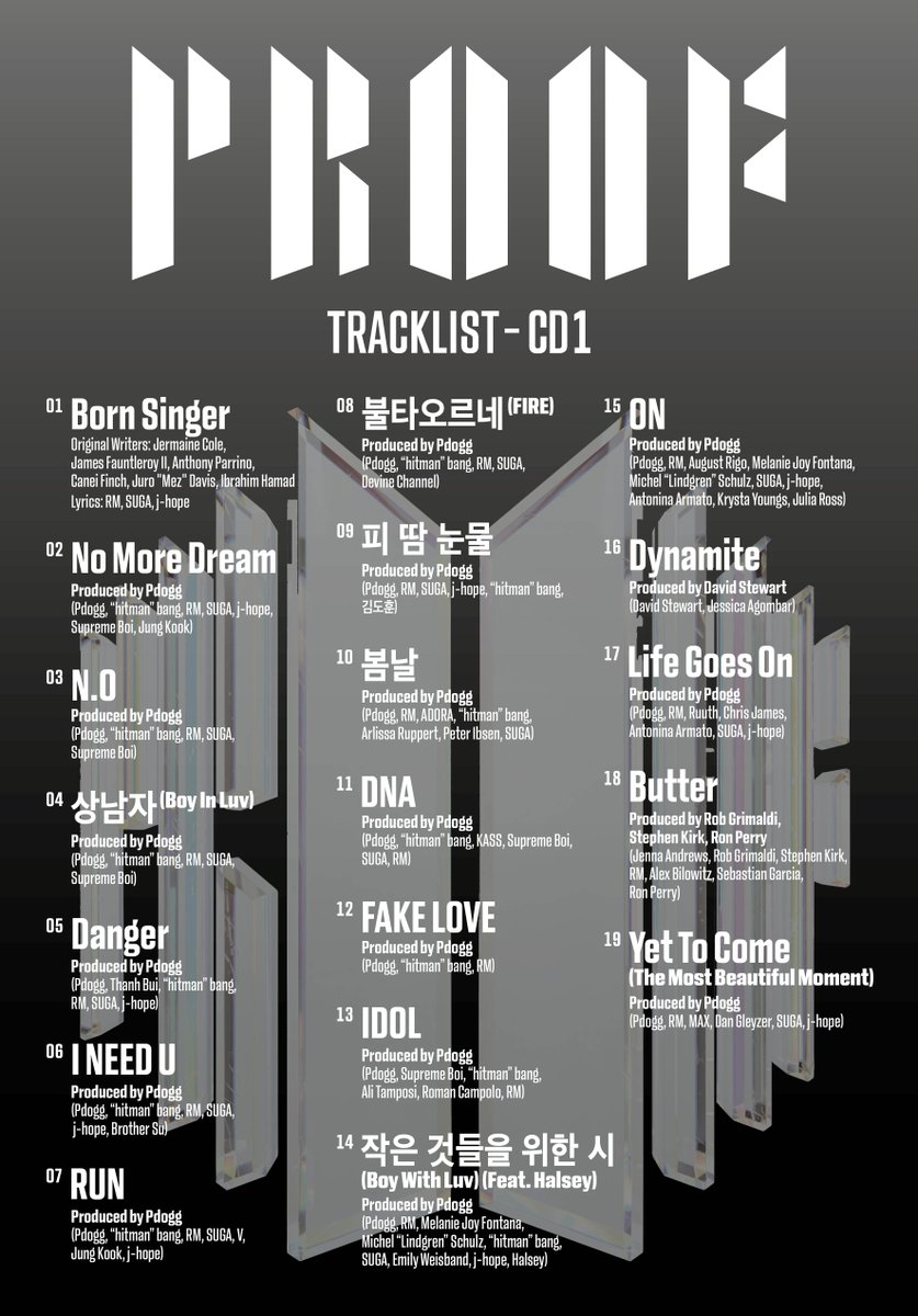 #BTS #방탄소년단 #BTS_Proof Tracklist CD 1