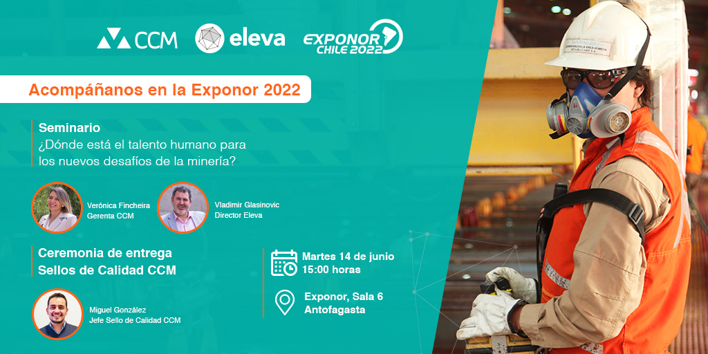 CCMineras's tweet photo. ¡Acompáñanos en la #Exponor 2022! Tendremos un interesante seminario titulado ¿dónde está el talento humano para los nuevos desafíos de la minería? Seguido por una ceremonia de reconocimiento a los programas formativos con #SelloCCM.
¡Te esperamos en @exponorcl!
Mar 14 junio 3 PM https://t.co/7Dfkx7YdAl