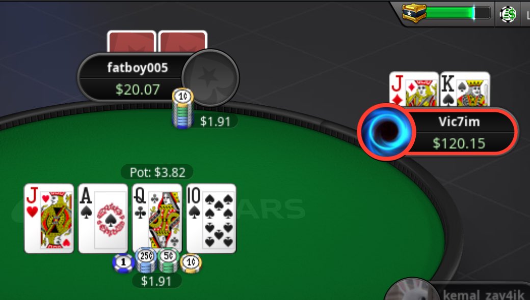 TimVic7im's tweet photo. With K♠️x♠️ you should go all-in for value and villain should fold because all-in is more than 2x pot.

With K♠️ you should go all-in bluffing and take this Free $3,82 often. https://t.co/P9F1c4LiOV