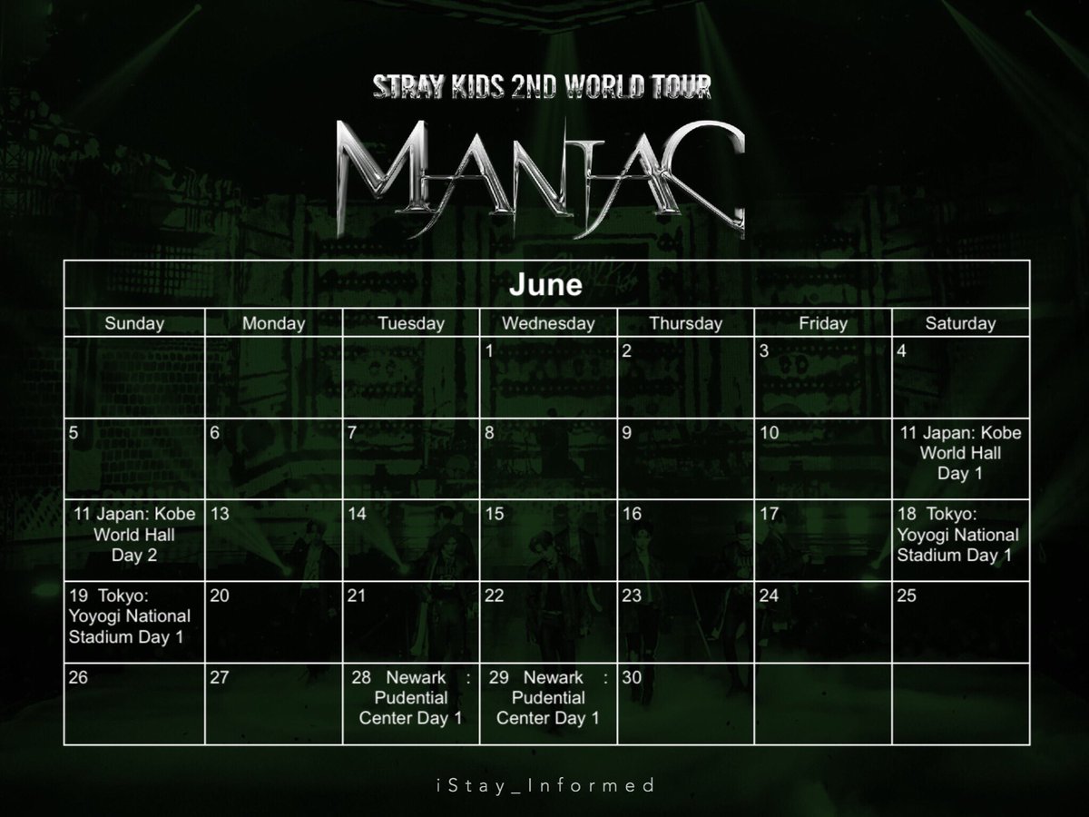 iStay_Informed's tweet photo. 🗓Stray Kids 2nd World Tour Maniac*
🎤18 shows
🌎10 cities

❓More shows to be announced. 

Those 18 shows will take place within 7 weeks.

*Only shows that are yet to be held are shown.

@Stray_Kids #MANIAC_SKZ #StrayKids_2ndWorldTour #StrayKids_2ndWorldTour_MANIAC #StrayKids https://t.co/0pSy0l7pjJ