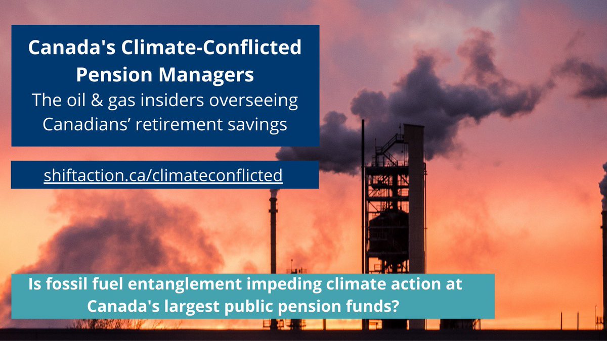 NEW REPORT: Canada’s largest public pension funds are moving to manage the growing financial risks of climate change, but their progress may be held back by their deep entanglement with the fossil fuel industry. #cdnpoli #climateconflicted 
shiftaction.ca/climateconflic…