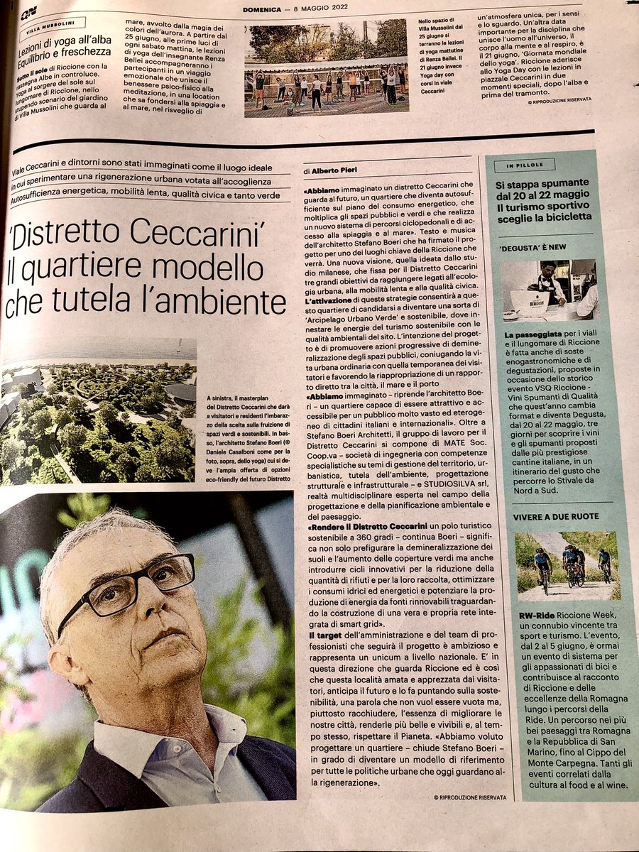 Sotto il sole di Riccione 2022💛🧡❤️RICCIONE 1922-2022 
Oggi siamo su scala nazionale su <a href="/qnazionale/">Quotidiano Nazionale</a> con l’architetto <a href="/StefanoBoeri/">stefano boeri</a> e il Distretto Ceccarini, la cultura e Villa Franceschi nell’anno del Centenario #riccione #sottoilsolediriccione