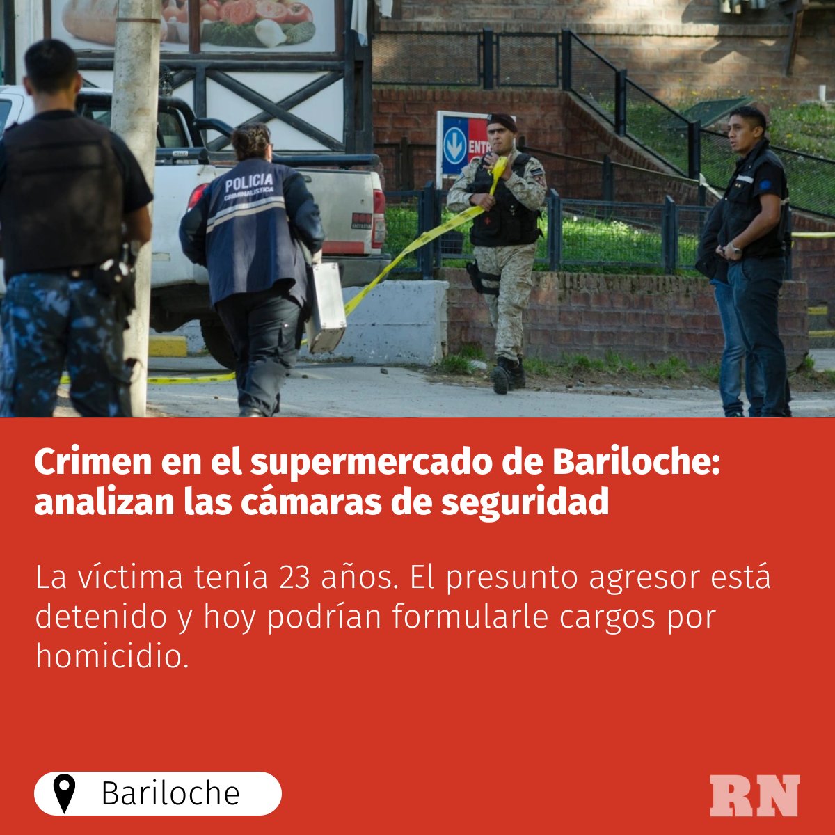 🚨 #CrimenEnElSupermercado 

📌 Analizarán las cámaras de seguridad para recolectar información sobre el homicidio de #Bariloche: un joven fue atacado con un arma blanca en un playón de estacionamiento.

Los detalles del caso 👇👉 buff.ly/3sjVrVj