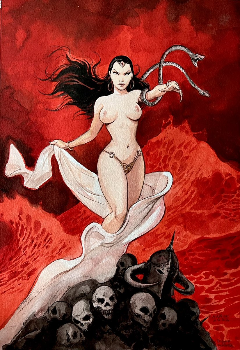 Marini_Comics's tweet photo. SEA WITCH liquid acrylic painting, tribute to Frazetta. A3 format. This drawing will be FOR SALE at the Lake Como Comic Art Festival next weekend. If you are interested feel free to contact me https://t.co/ZNMDGnIONj