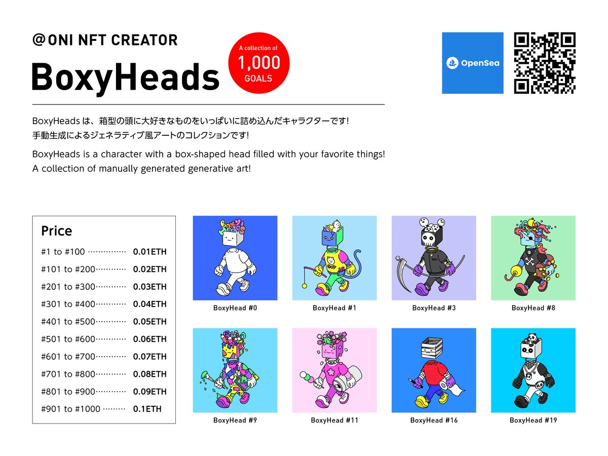 oninftcreator's tweet photo. 3つのNFTコレクションを制作しています！📦📦📦✨
We are making 3 NFT collections!📦📦📦✨

BoxyHeads 
OpenSea➡️https://t.co/XJXpbHicdI

HakoAtama
HEXA➡️https://t.co/9BehVeMaWX

HakoAtama-ZT
HEXA➡️https://t.co/kCgwJFGmeM https://t.co/KLPDdaW8Vi