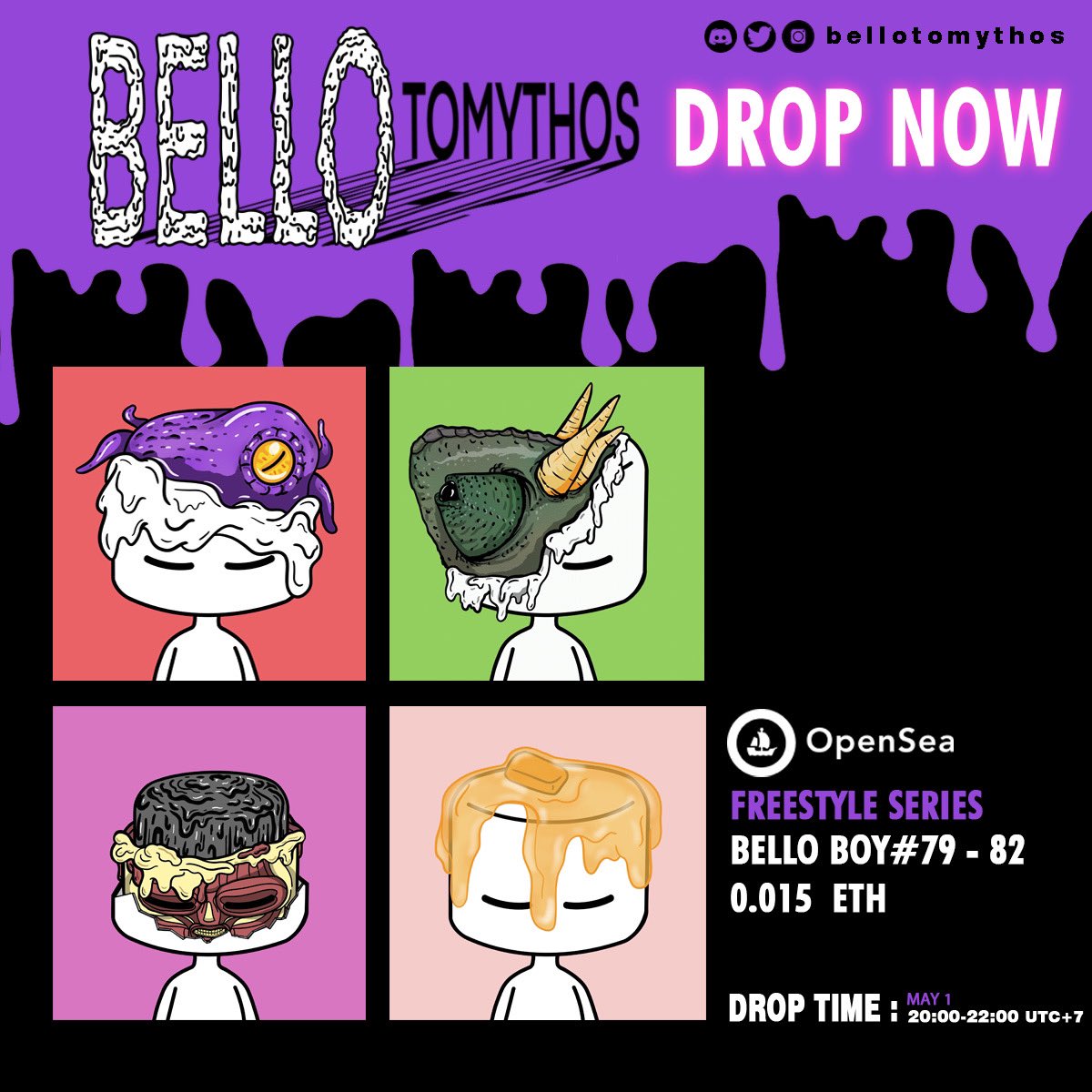 BelloBoy_NFT's tweet photo. Bello Bello! 🐙🦎🥞
https://t.co/VKbYASOhyu

#NFT #nftcollector #NFTs #NFTCommunity #NFTcollectibles #NFTTHAILAND #NFTThaicommunity #NFTthaiartist #NFTdrop #art #characterdesign #marshmallow #belloboy #bellotomythos https://t.co/8AKvi5awyp