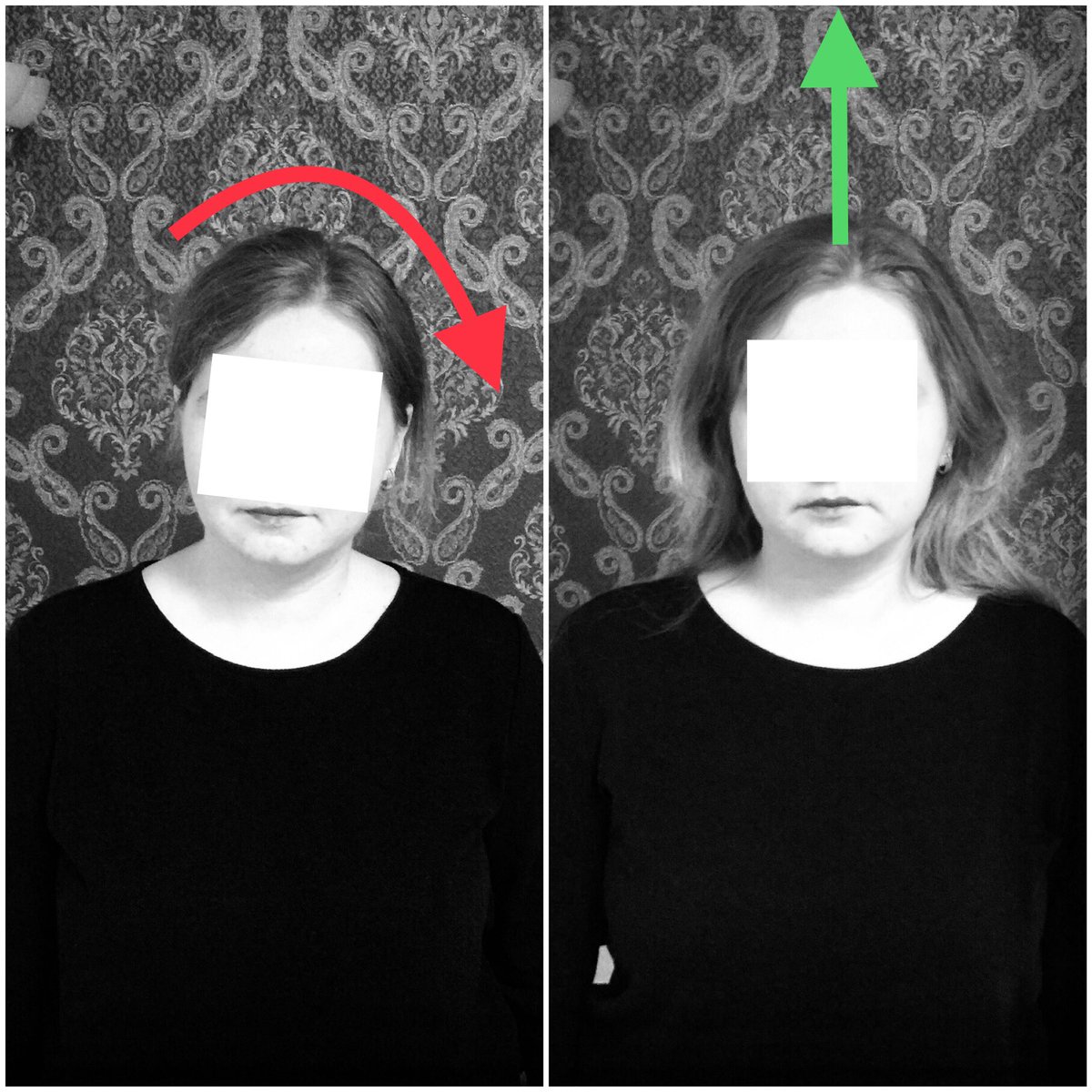 Голова загружена и падает, шея напряжена/Голова свободна и поднимается в восходящем потоке, шея расслаблена. 

Время работы 35 минут. 

Ваши М.Долгинов и 
#психобиодинамика 
#ПБД_до_после