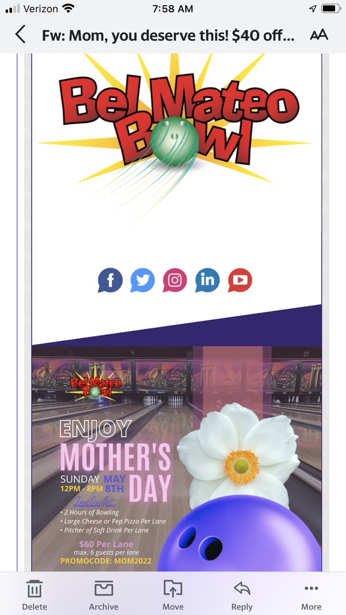 yiwyn's tweet photo. My local bowling alley just gets what moms really want. #HappyMothersDay https://t.co/LIAgtwRpGu