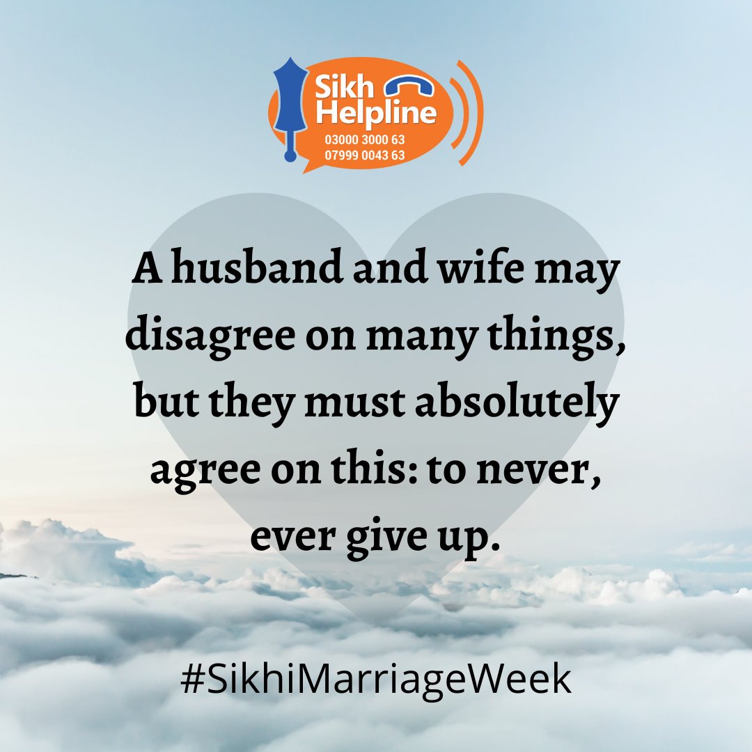 SikhHelpLine's tweet photo. Never give up on each other. 💪

#SikhHelpline #relationships #sikhimarriageweek #communication #workingthingsout #open #agreetodisagree https://t.co/2TMmXuVRXV
