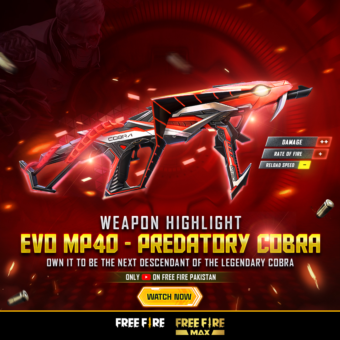 FreefirePkyt's tweet photo. π The Evo MP40 - Predatory Cobra has come back!
π± Be afraid, because anyone who own this will be the next descendant of the Legendary Cobra!
π₯ Watch now: https://t.co/XryugfKoUY
#FreeFire #FreeFirePakistan #EvoMp40 #Cobra https://t.co/VowufS6RuW