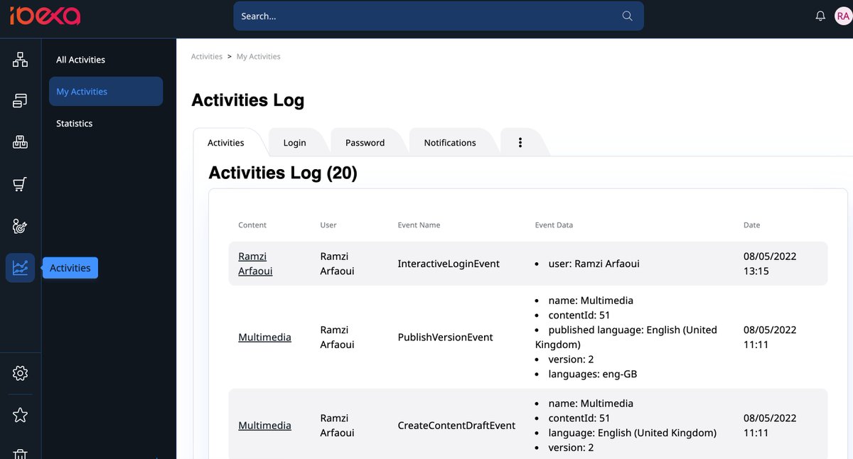 ramzi_ar's tweet photo. User activities tracking and statistics upgraded to #ibexa v.4👉 https://t.co/Kafq49FPNv . Also available for #eZPlatform 2 and 3. enjoy!
@IbexaLearn @ibexa_co @ibexa_community #eZPlatform https://t.co/HSG14P4Jia