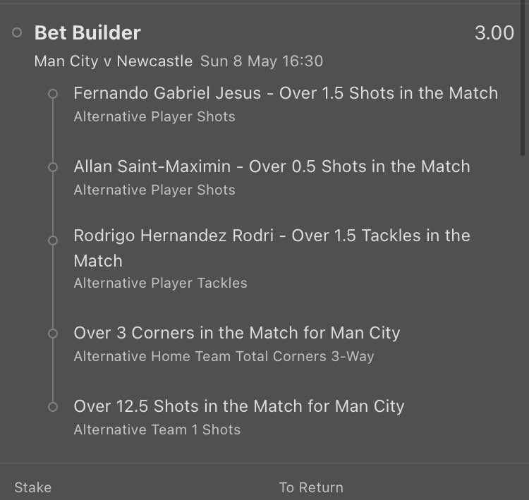 BetBuilder_'s tweet photo. Man City v Newcastle
2/1 &amp; 15/2 🔒 

Man City Corners: 6, 11, 7, 4, 8

Man City Shots: 19, 21, 17, 11, 18

Rodri Tackles: 2, 2, 1, 1, 2

Jesus shots: 2, 6, 4, 2, 1, 3, 3

Saint-Maximin shots (top 10): 1, 1, 4, 1, 5, 1, 1, 1

Newcastle tackles:19, 15, 18, 26, 11

Good Luck 👊 https://t.co/chxHG6lJA3