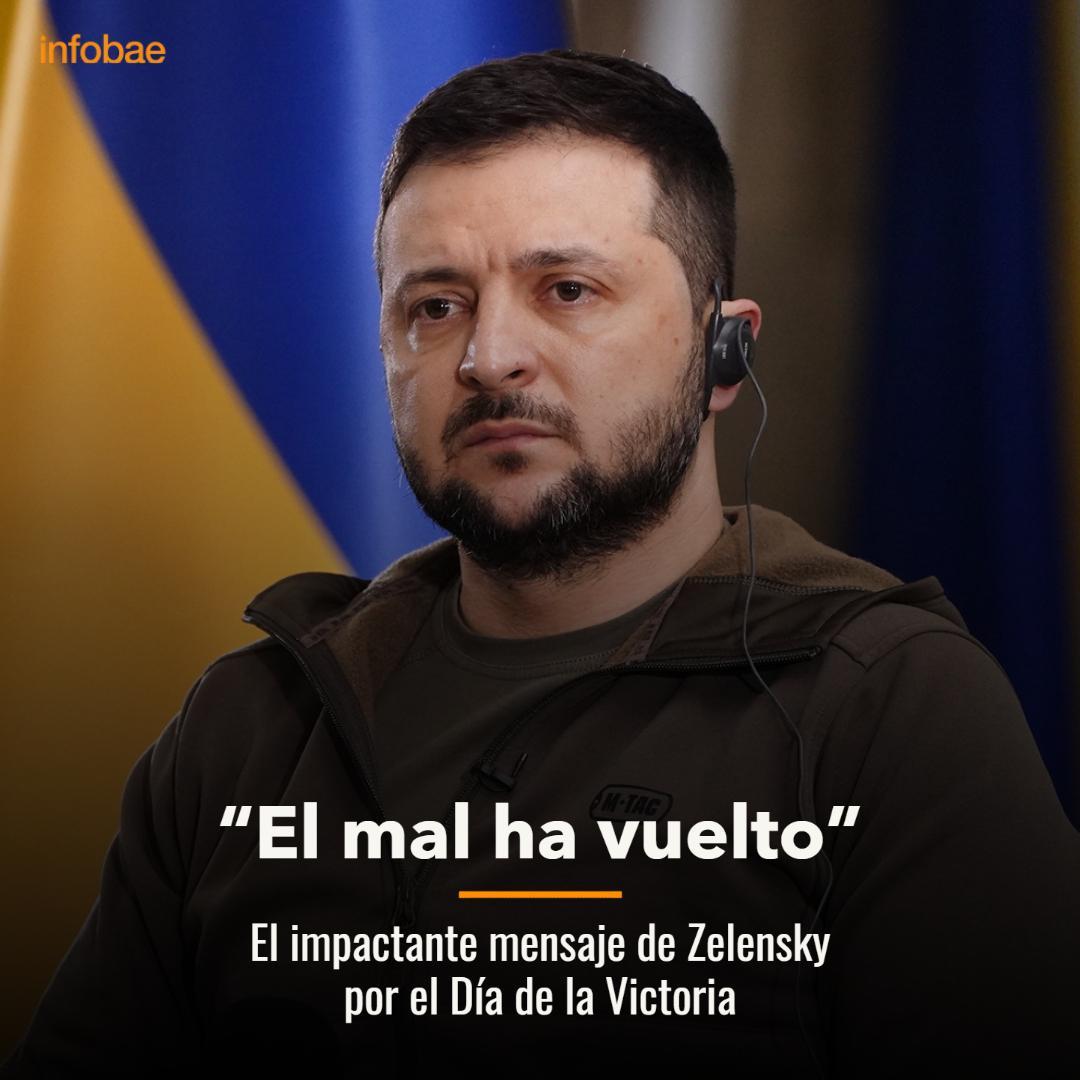 infobaeamerica's tweet photo. El impactante mensaje de Zelensky por el Día de la Victoria: “El mal ha vuelto” https://t.co/UP91vIbk6Q https://t.co/6eYhJR1IG6