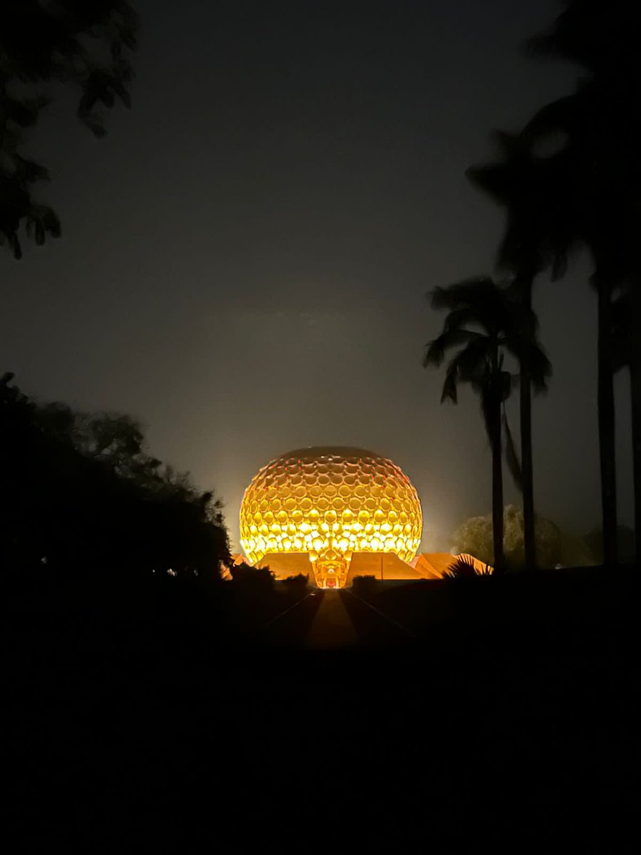 Matrimandir, the heart 💖 and soul of Auroville. Taken last night. Distance approximately 300 mtrs.