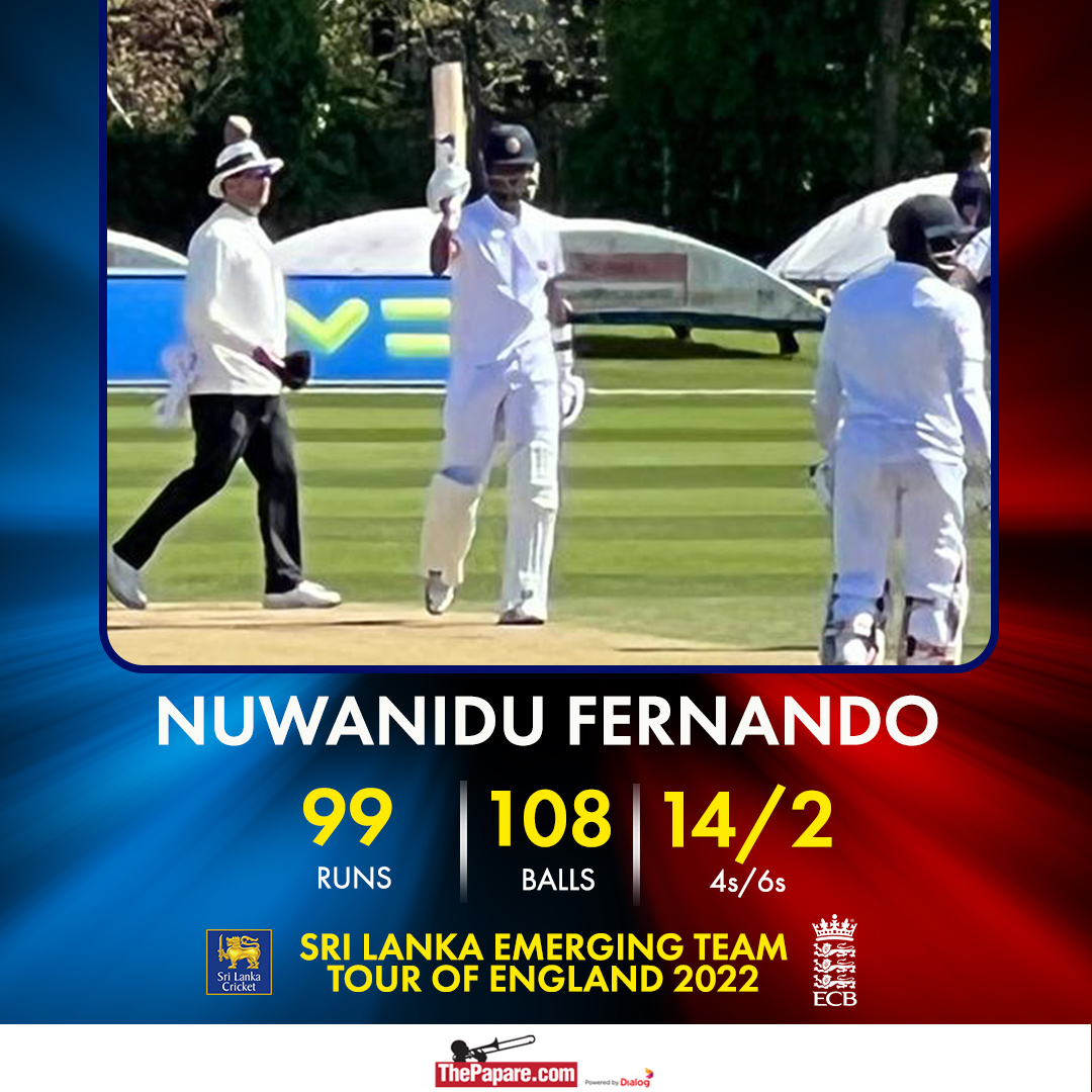 ThePapareSports's tweet photo. A well-compiled knock from Nuwanidu Fernando; Unfortunately missed out on a century! #SLEvKENT 

More 👉 https://t.co/ZG1U0JUpG6 https://t.co/JmAr5b6Iui