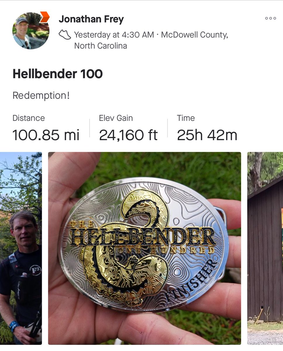 F3FreyDaddy's tweet photo. Hellbender 100. Incredible experience in the Black Mtns.  Epic trail conditions included hail, high wind, torrential rain, frigid temps,mud and 24K' of climbing. Grateful for the support of family, @MyologySports
@healtransitions @runologie @F3Raleigh @Hellbender100 https://t.co/IyPdjh8wur