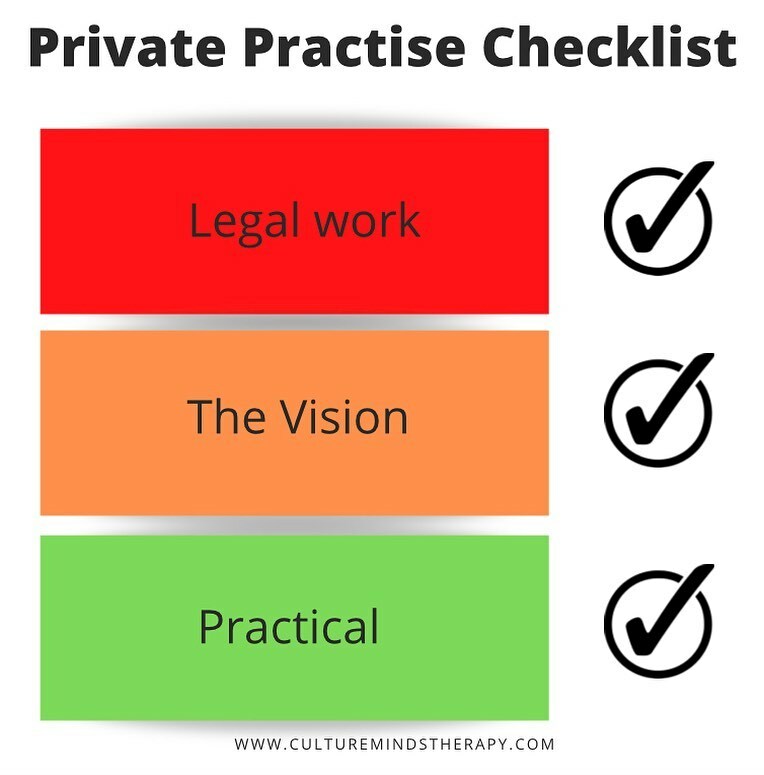 Starting your private practise can be difficult and a lonely experience, we’ve created a checklist for our members on how to overcome your fears and important things to do before you get out into the BIG world.

To have access to this log on to your ther… instagr.am/p/CdTPNj9Io2o/