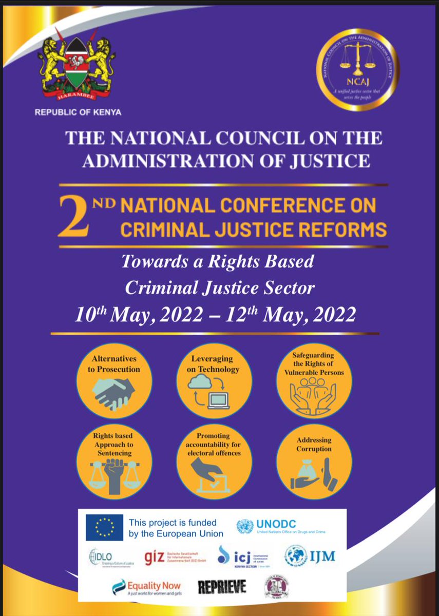 NCAJ_KE's tweet photo. This year we are excited to have you join us virtually, participate and contribute to the deliberations and resolutions of the 2nd NCAJ Conference on #CriminalJusticeReforms towards #ARightsBasedCJS and #EnhancingAccessToJustice
Register here: 👉🏾 https://t.co/i3iiHkBdcK https://t.co/NYnaPbnx6m