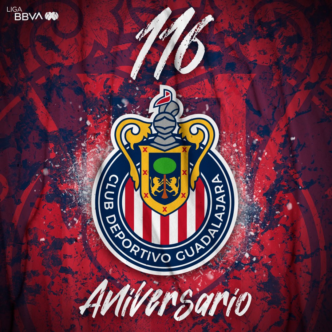 LigaBBVAMX's tweet photo. ¡Un año más de historia! 🥳

Hoy @Chivas celebra su 116 aniversario. 

Uno de los Clubes más ganadores de la #LigaBBVAMX 🏆

A toda la institución y afición rojiblanca, ¡Felicidades! 🙌 https://t.co/xF5YPqlMXN