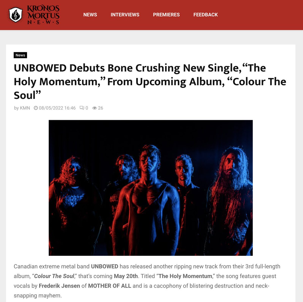 Major thanks to <a href="/kronosmortus/">Kronos Mortus</a> for the support!

shorturl.at/oyTUX
#deathmetal #blackmetal #newmusic #melodeath #unbowed #colourthesoul