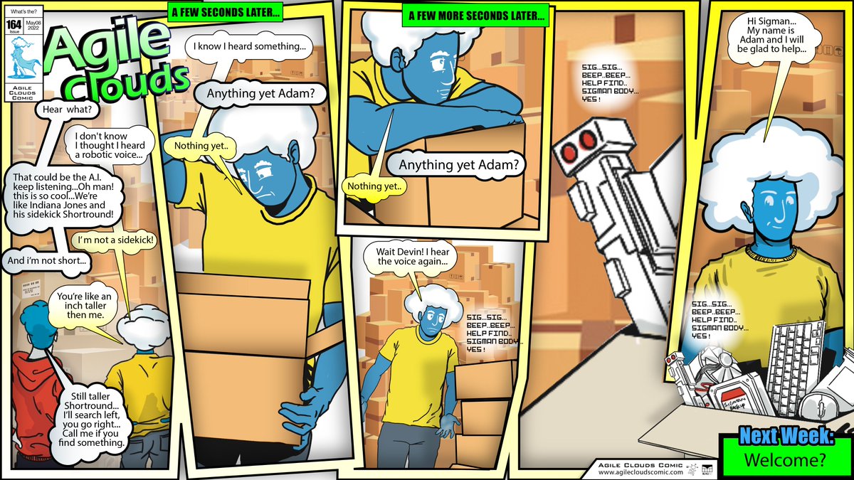 StuartLongley's tweet photo. agilecloudcons: RT @Sharif_Shaalan: #164 “Cloud Wonder Part 5: Sidekick”
Devin and Adam discover SIGMAN..
https://t.co/JnxwMLGAzh
#salesforce #AgileCloudsComic #SundayMorning #SalesforceSundayComics #comicbooks #ComicArt https://t.co/Okwm7dRVdJ