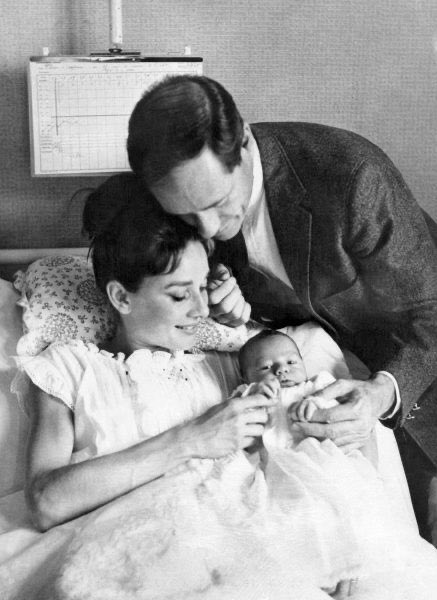 audrey hepburn and mel ferrer with their new born son, sean hepburn ferrer, shortly after his birth in switzerland, july 17, 1960