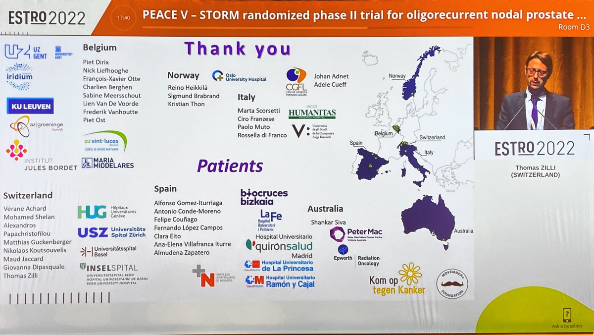 @ZilliThomas presenting STORM trial acute tox form nodal oligorecurrent PCa. 1. 80% restaged with PSMA PET 2. Higher PB RT use when ENRT was used. 3. ENRT does not increase acute G2 or higher GU or GI tox as comp to SBRT. #ESTRO2022