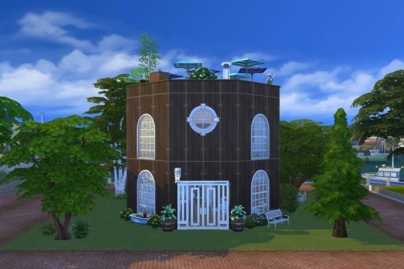 SnarkySquash's tweet photo. Finally connected twitter to #Sims4 because I made a #seafood #restaurant named Barrel O' Fish that's barrel-shaped and needed to share. :D https://t.co/fsSrTHJswu