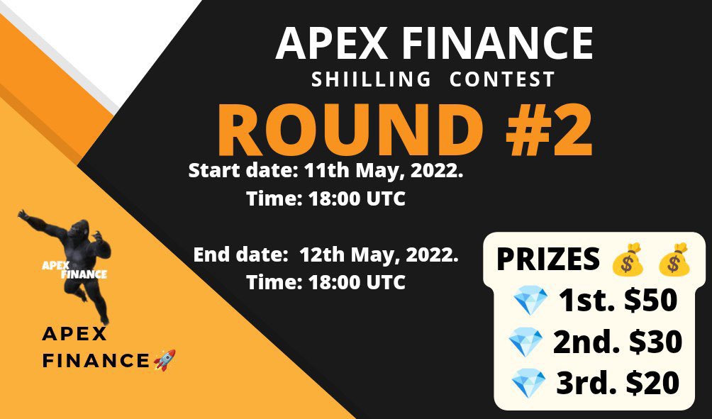 ApexFinance4's tweet photo. Another round of shilling contest! 
JOIN: https://t.co/Oew3uWvu34
For more info! #ShillCONTESTS #Contest #gems #BUSD #apexarmy #REWARD #DontMissThis https://t.co/Jph4Smeytq