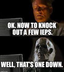 MsCulliford's tweet photo. Three more IEPS then I have officially survived another iep Szn. 😂 I just put on star trek, ordered Chinese food and I’m ready to write my last couple ieps. #sped https://t.co/jk0IKJWsMJ