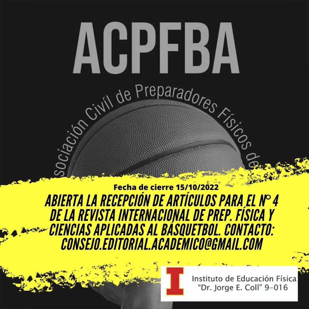 Se encuentra abierta la recepción de artículos para el número 4 de la única revista sobre Preparación Física y Ciencias aplicadas al Básquetbol, con ISSN otorgado por el CONICET.