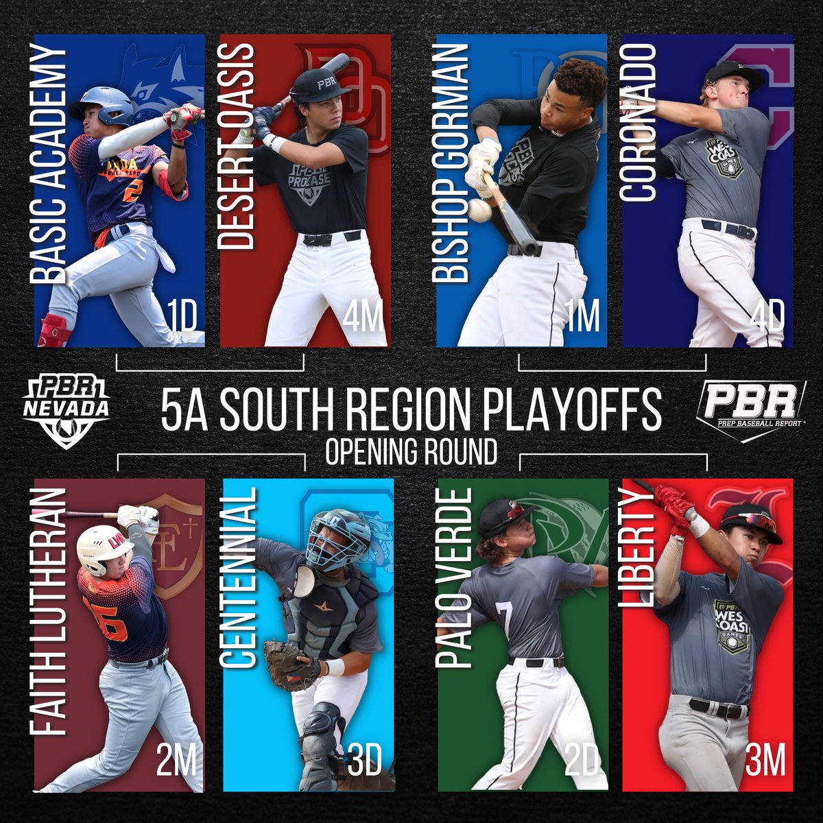 PrepBaseballNV's tweet photo. 5A PLAYOFFS ARE SET!

Tomorrow, we kick off the 2022 Class 5A Regional Tournaments on the #RoadToState with a stacked schedule of games going on throughout the Silver State!

Who’s going to bring home the Title this year?

#ForNevadaByNevada | @prepbaseball https://t.co/LhIHgWBSBA