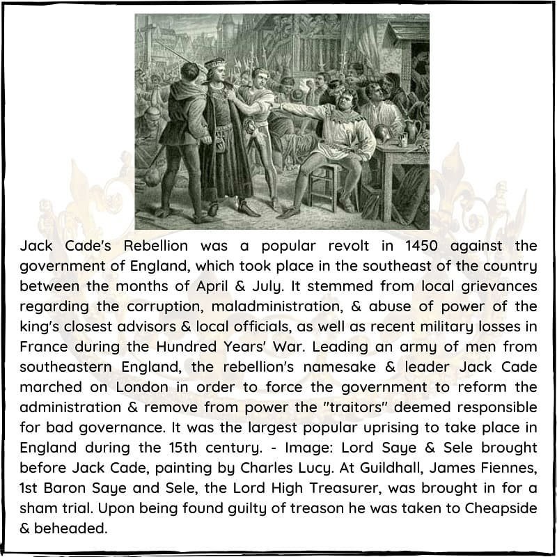 BritishHistorym's tweet photo. #otd May 1450 – Kentishmen revolt against King Henry VI.
#JackCade #Rebellion #revolt #HenryVI #KingHenryVI #Kentishmen #London #Londonhistory #RoyalHistory #HouseofLancaster #Medievalhistory https://t.co/c0CA1gtYHF