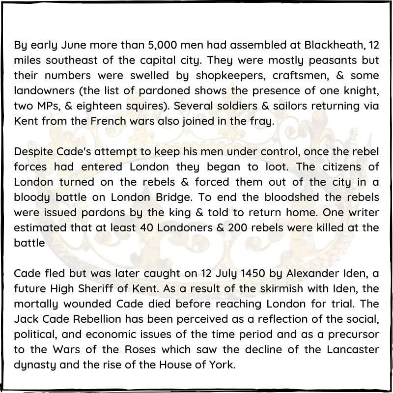 BritishHistorym's tweet photo. #otd May 1450 – Kentishmen revolt against King Henry VI.
#JackCade #Rebellion #revolt #HenryVI #KingHenryVI #Kentishmen #London #Londonhistory #RoyalHistory #HouseofLancaster #Medievalhistory https://t.co/c0CA1gtYHF