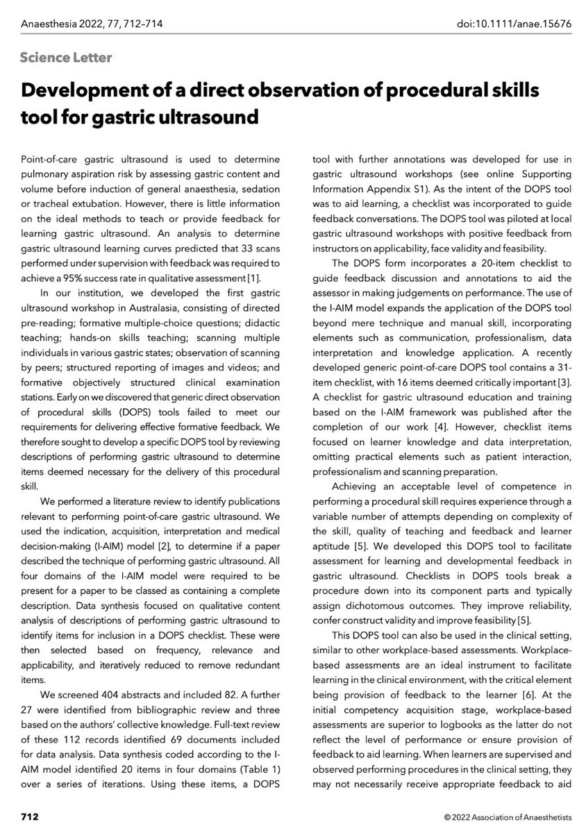 Anaes_Journal's tweet photo. 🔐This is the first DOPS tool developed specifically for point-of-care gastric ultrasound. 

Can it be used as a formal workplace-based assessment instrument in specialty training or in high-stakes assessments?

🔗https://t.co/0cjf8VgjBX https://t.co/cIavUNmsLV