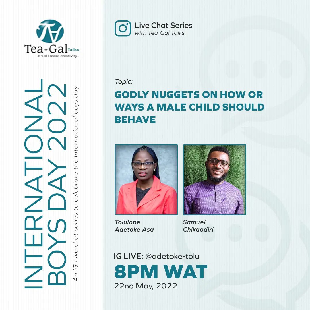 teagaltalks's tweet photo. @TealadyAsa @adesoji_ii @udosen_irene
What you need to know about International boys day
International Day of the Boy Child also called the World Day Of The Boy Child is a fairly recent observance which began two years ago in 2018.
#teagaltalks #doyouknow #may16 #boys #boychild https://t.co/DEAgMbGQxS