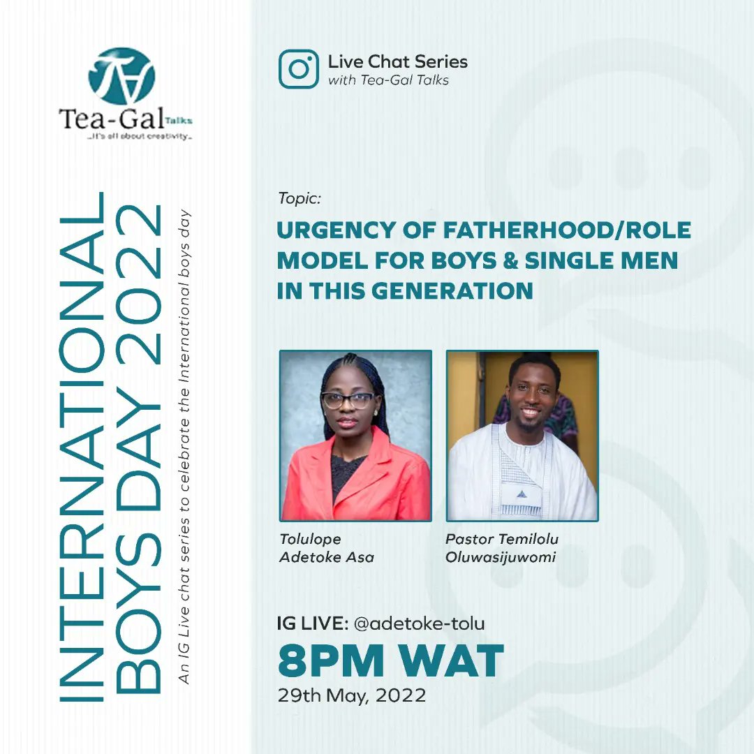 teagaltalks's tweet photo. @TealadyAsa @adesoji_ii @udosen_irene
What you need to know about International boys day
International Day of the Boy Child also called the World Day Of The Boy Child is a fairly recent observance which began two years ago in 2018.
#teagaltalks #doyouknow #may16 #boys #boychild https://t.co/DEAgMbGQxS