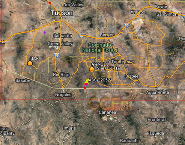 CCFirenIncident's tweet photo. ~0909 05082022 #AzFire #SanRafaelFire #Wildfire A3S-220521 .  Listed as ~1400Acres #ForwardProgressStopped .  1 MI North of Lociel 1 Mile N of Lochiel..  31 20.340, -110 37.530  https://t.co/4OewXp5fvq https://t.co/ndynsYGRgi