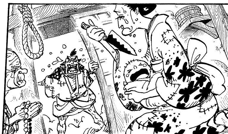 #ONEPIECE1048 

Esta escena desoladora que ha aparecido en el flashback de este capítulo 1048 me ha recordado a esta otra del capítulo 918.