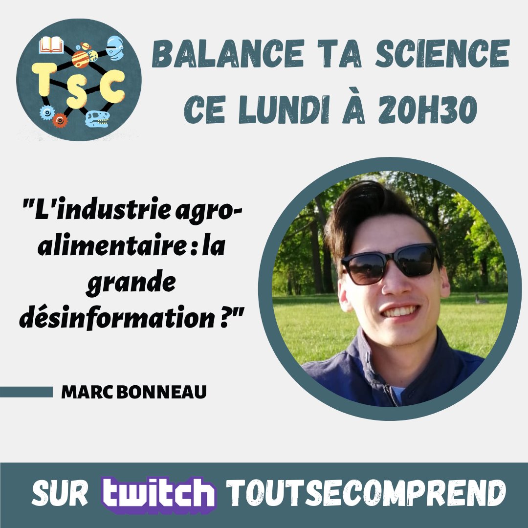 robin_isnard's tweet photo. ⚖️ Ce soir à 20h30 dernier #BalanceTaScience !
▶️ https://t.co/gbT6ySJbWP
Nous allons cuisiner Marc Bonneau sur des questions de sûreté alimentaire : comment l'industrie agro-alimentaire fonctionne ? Pouvons-nous avoir confiance en ses produits ? #science #twitch #vulgarisation https://t.co/iOXyki8x7j