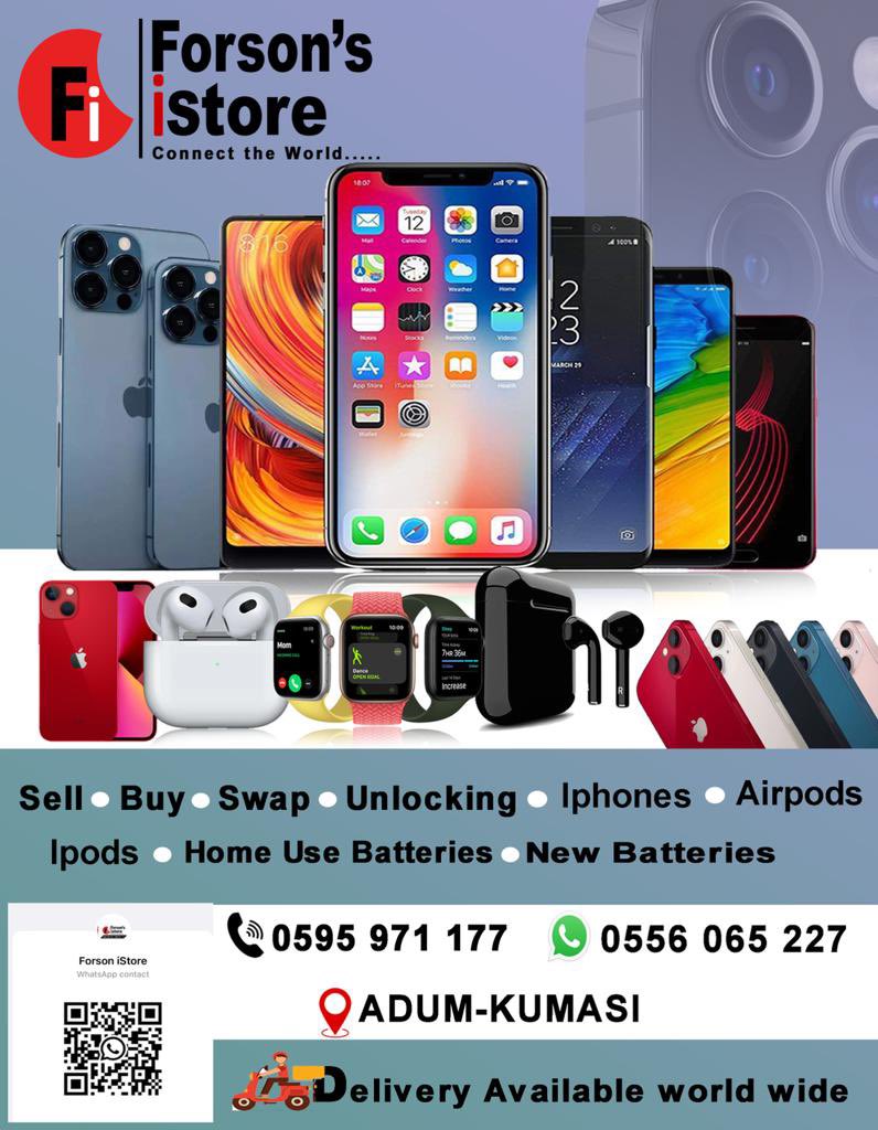 Forsons_iStore's tweet photo. Do u wanna swap, sell or buy new iPhone look no feather contact @ForsonTheGod at Adum-Kumasi free delivery 🚚 nationwide https://t.co/tgpV10Lain