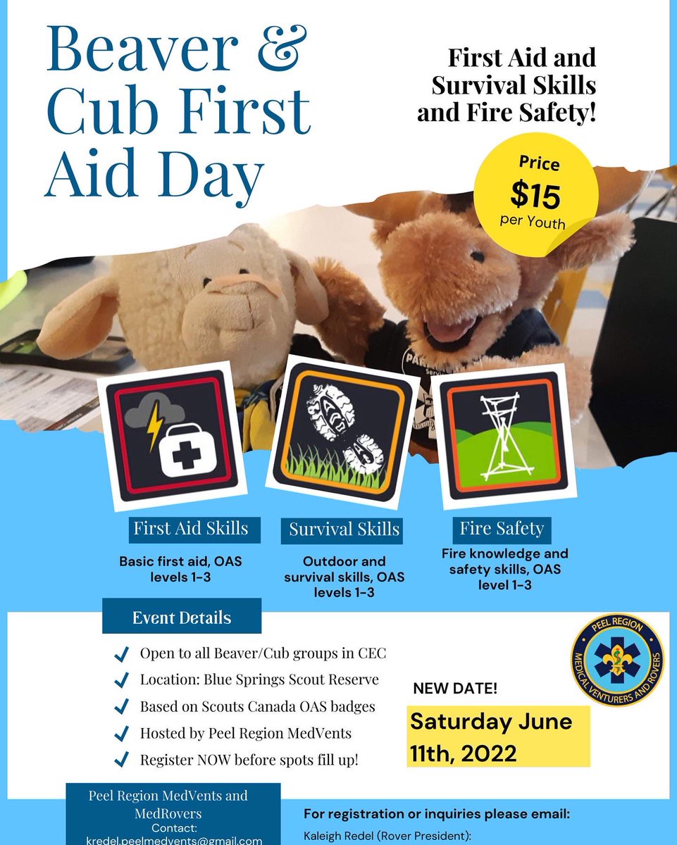 ‼️ Only a few spots remain for Beaver Cub First Aid Day!! 

Get registered while there are still spots left! 

<a href="/CECScouts/">CEC Scouts Canada</a> <a href="/scoutscanada/">Scouts Canada</a> #scouts #scoutscanada #scoutsdofirstaid #scoutsdostuff