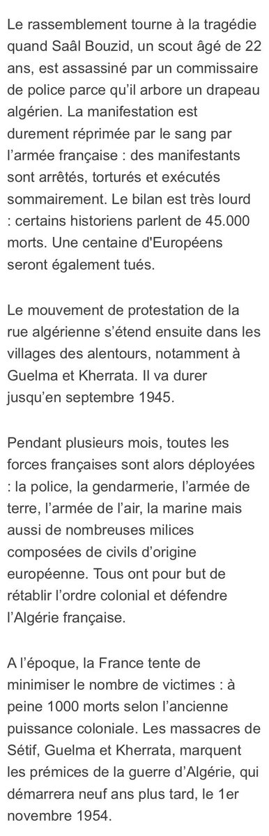 LitimMehdi's tweet photo. #Algérie commémore ce jour la "Journée de la mémoire" - hommage aux victimes de la sanglante répression par #France coloniale de manifestants algériens réclamant droit à l'indépendance -#8mai1945- Il y a #77ans ans, son armée massacrait à #Sétif #Guelma #Kherrata et autres villes https://t.co/1RH7Zpvkd6
