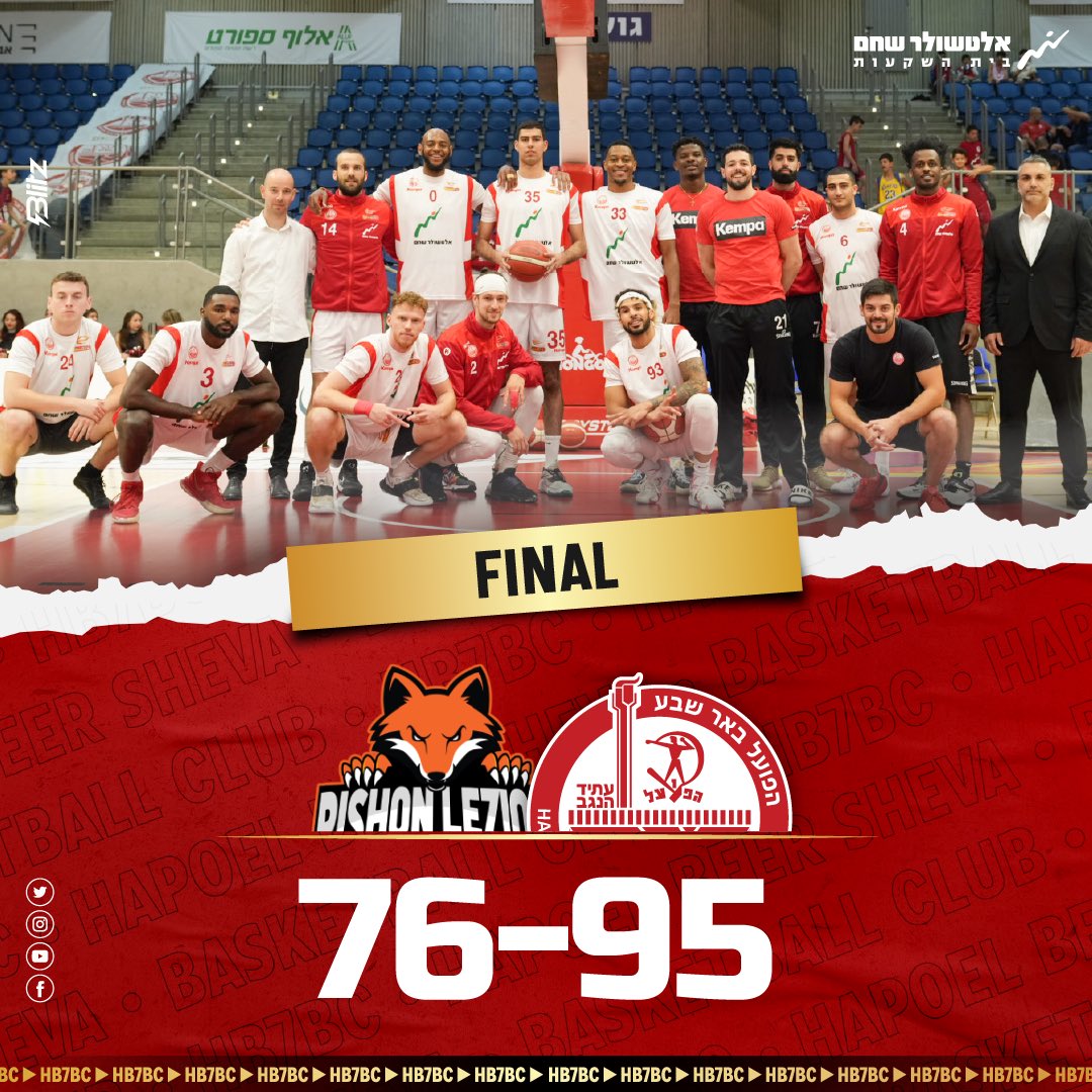 BeerShevaBasket's tweet photo. תוצאת סיום אחרונה לעונה בקונכייה 🔴
ניק הורנסבי 20 (11 רב', 12 אס'), קודי דמפס 20, אמיר בל 17, עידו שבת 10.
אוהדים יקרים תודה ענקית על התמיכה היום ♥️
📸: טים נודלמן
#HB7BC @WinnerLeague @AltshulerShaham https://t.co/NKZnvoyeML