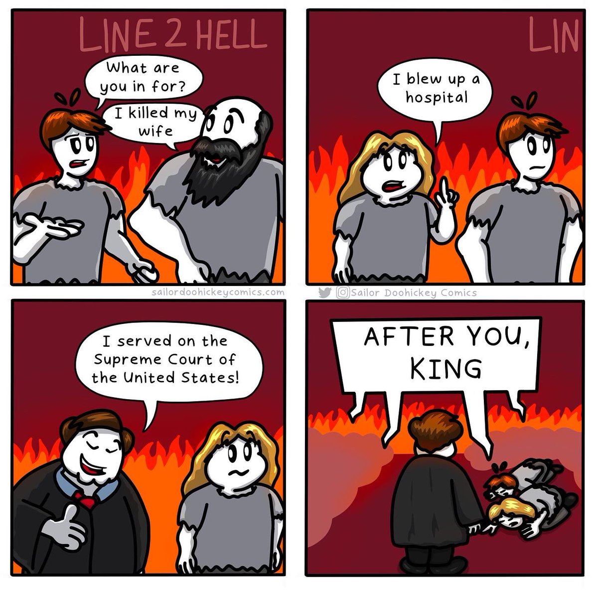 King of Hell

#comic #comics #webcomic #webcomics #cartoon #CartoonArt #memes #dankmemes #oof #sad #hell #KingofHell #SCOTUS #SupremeCourtOfTheUnitedStates #justicealito #cruelty #evil #RoeVsWade #abortionrights #AbortionRightsAreHumanRights #bodilyautonomy