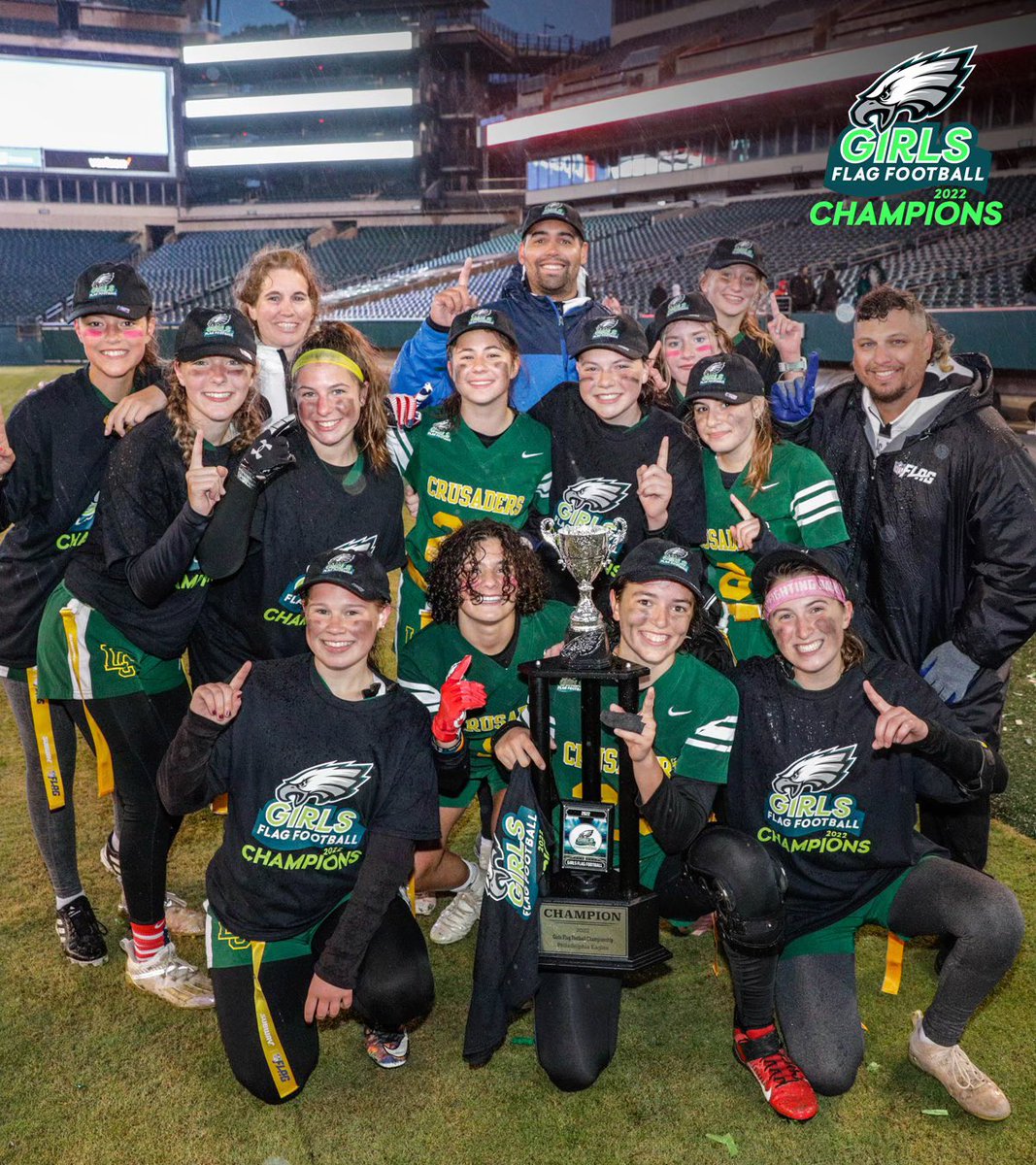 bridgem334's tweet photo. It’s truly an honor to be able to win the first ever Eagles Girls Flag Football Championship! We completed the perfect 12-0 season. Thank you to everyone who believed in us, but also everyone who doubted us💪 @Eagles @NFLFLAG https://t.co/pMmXcbCYL0