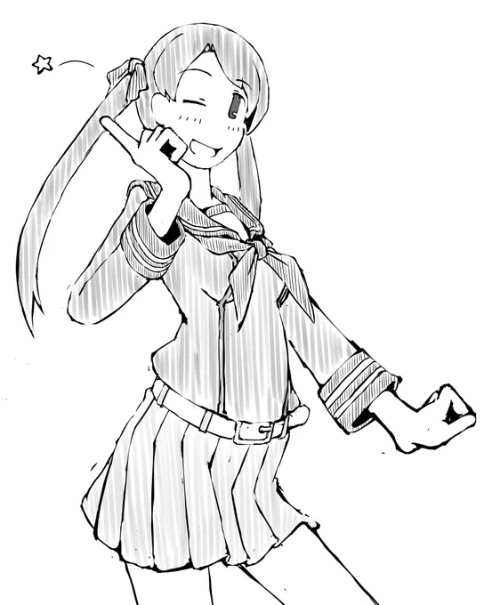 艦これラクガキ、くまりんこミ☆三隈さんw
今月の重巡枠ですね～^^ 